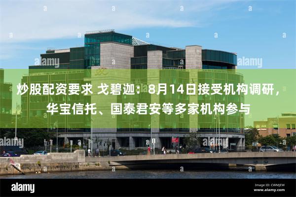 炒股配资要求 戈碧迦：8月14日接受机构调研，华宝信托、国泰君安等多家机构参与